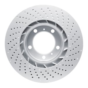 Porsche Cayman Brake Rotor (1) - Left Front - R1 Concepts - GEOSPEC Coated Rotor - Drilled - `09-`23